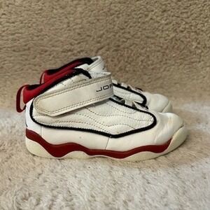 Nike Air Jordan 10 Toddler Shoes White Red Black Hook & Loop DC7910-101 Size 9C